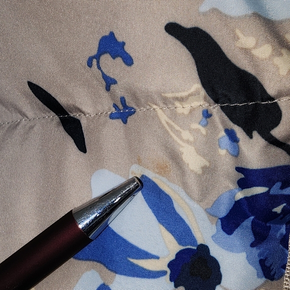 Lands End puffer vest taupe blue floral women's medium - Picture 7 of 14